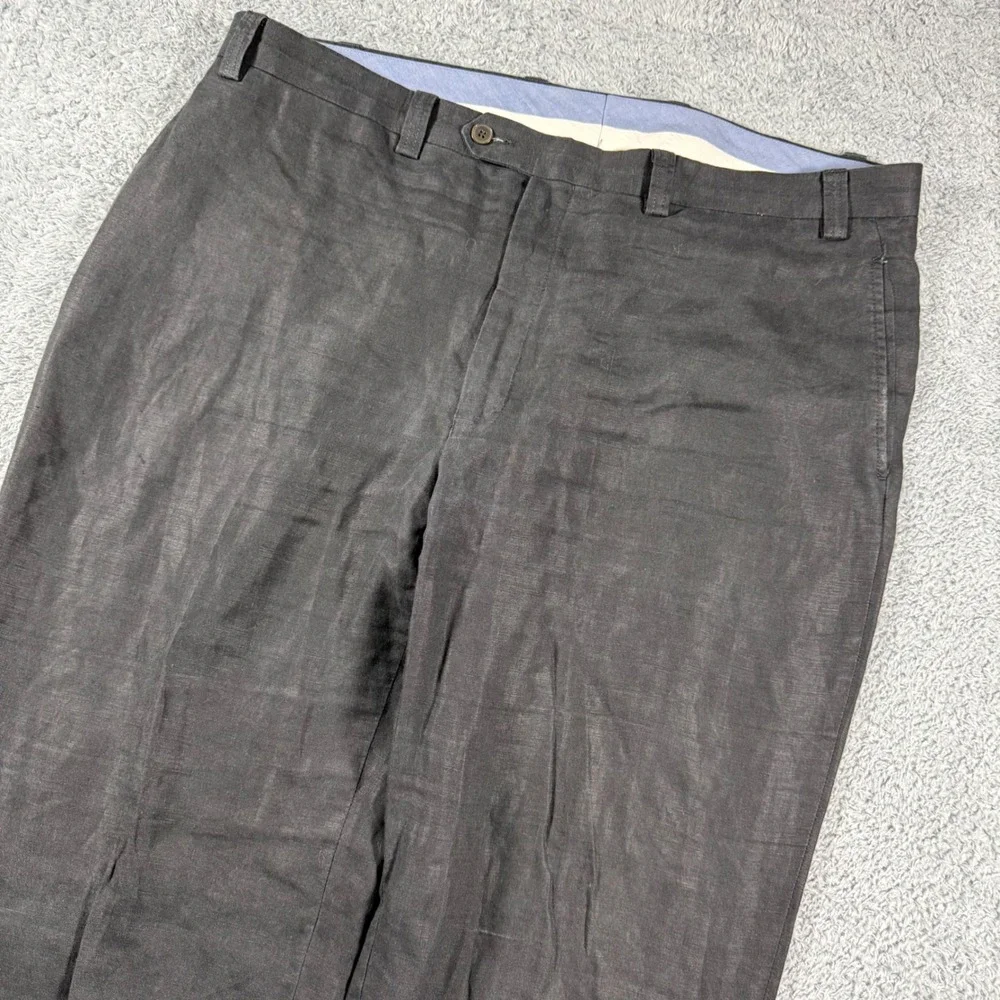 Ralph Lauren Pants Mens 40x32 (40x31) Black 100% Linen Straight Leg Trousers